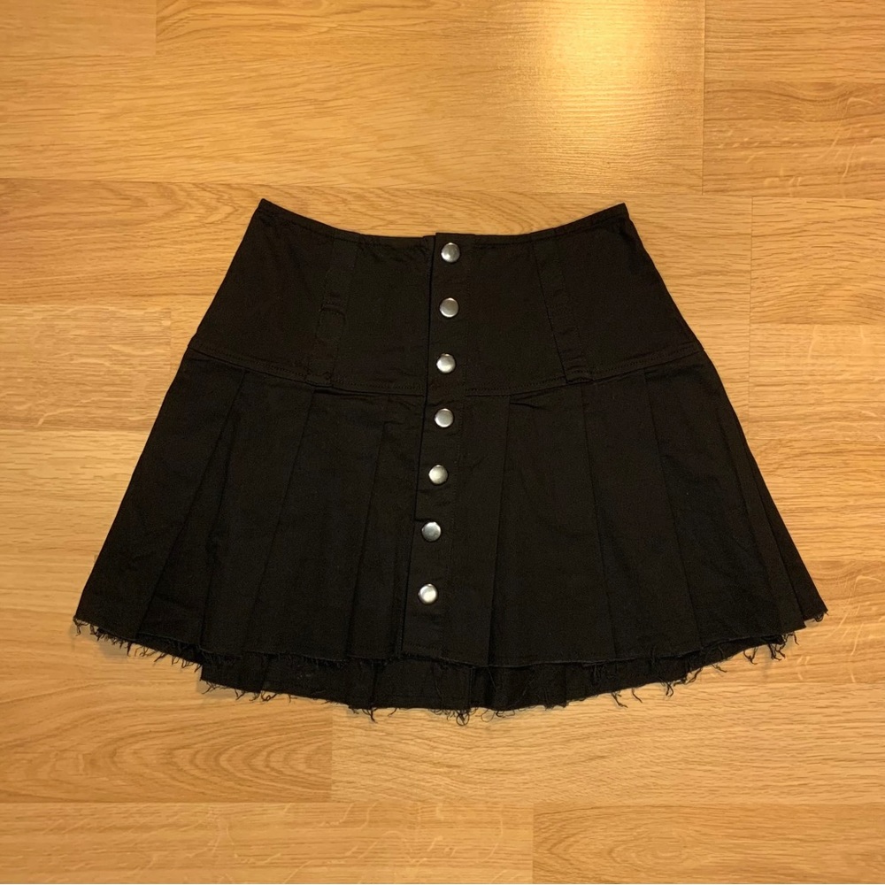 Dolls Kill Current Mood black pleated button mini skirt size XS